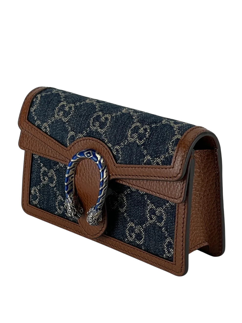Gucci Dionysus GG Denim Super Mini Crossbody Clutch Bag