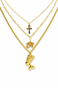 Pharaoh Symbols Layered Necklace – Gold Stainless Steel