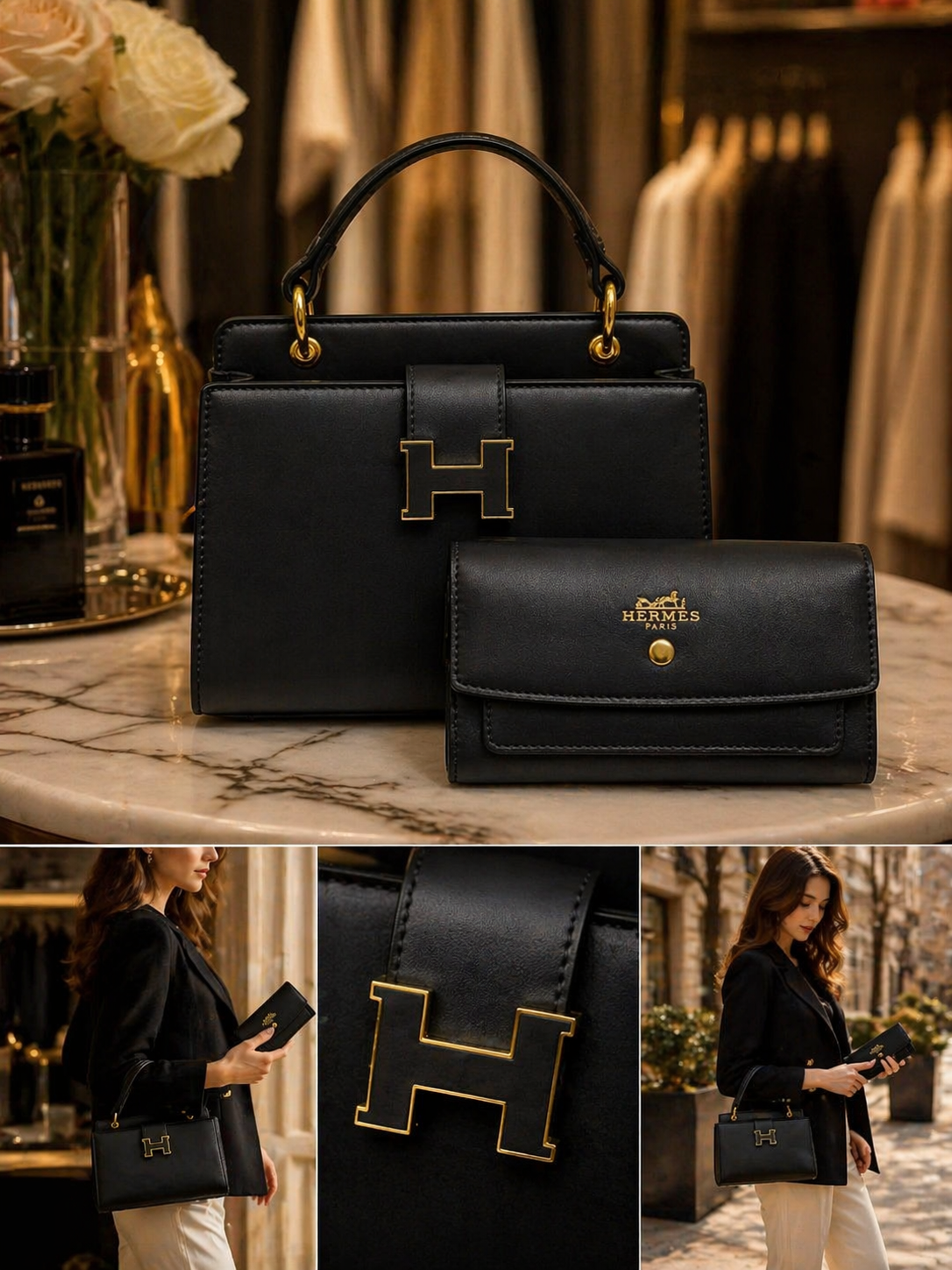 hermes Handbag & Wallet Set