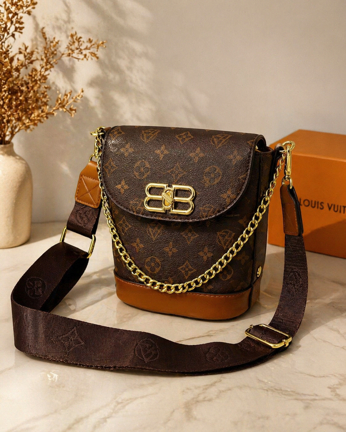Luxury Monogram Bucket Bag – Chain Edition