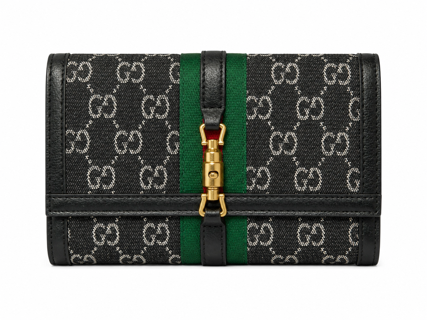 Gucci Jackie 1961 Wallet / Chain Wallet (GG Supreme + Web Stripe)