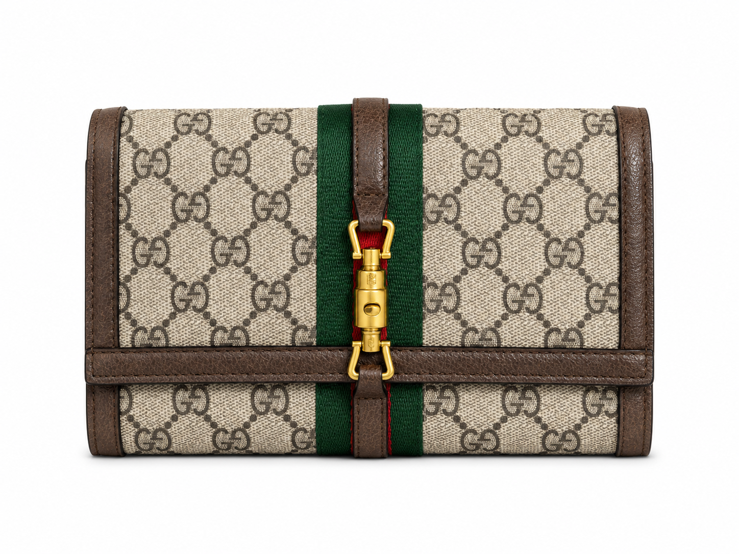 Gucci Jackie 1961 Wallet / Chain Wallet (GG Supreme + Web Stripe)