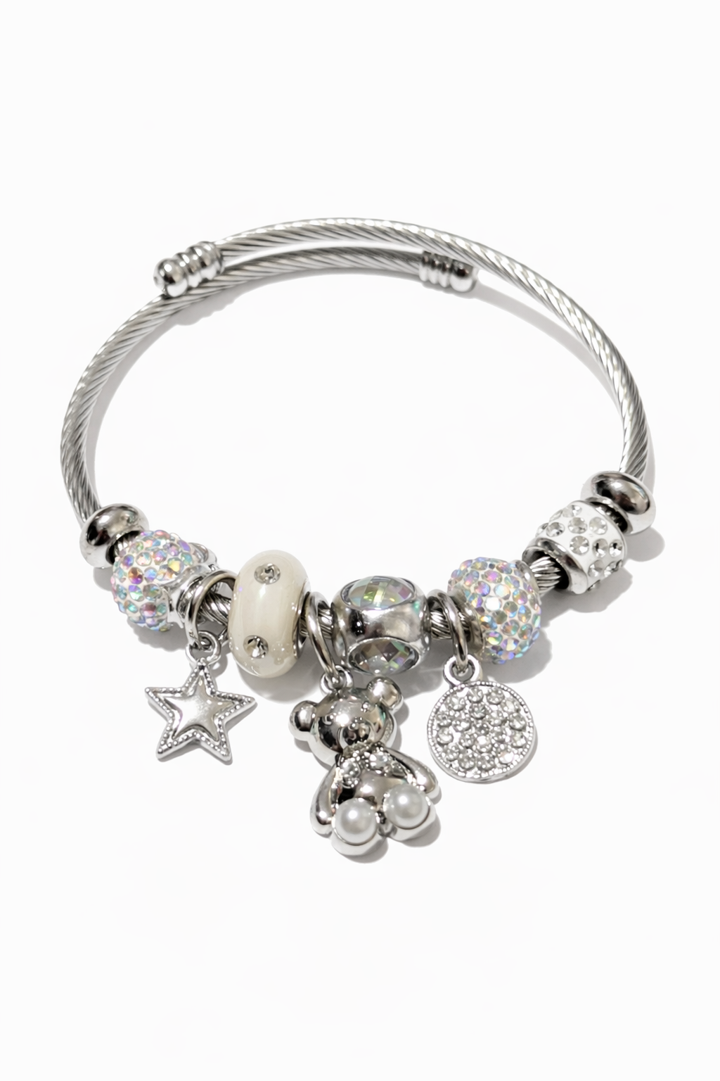 Silver Teddy Charm Bracelet