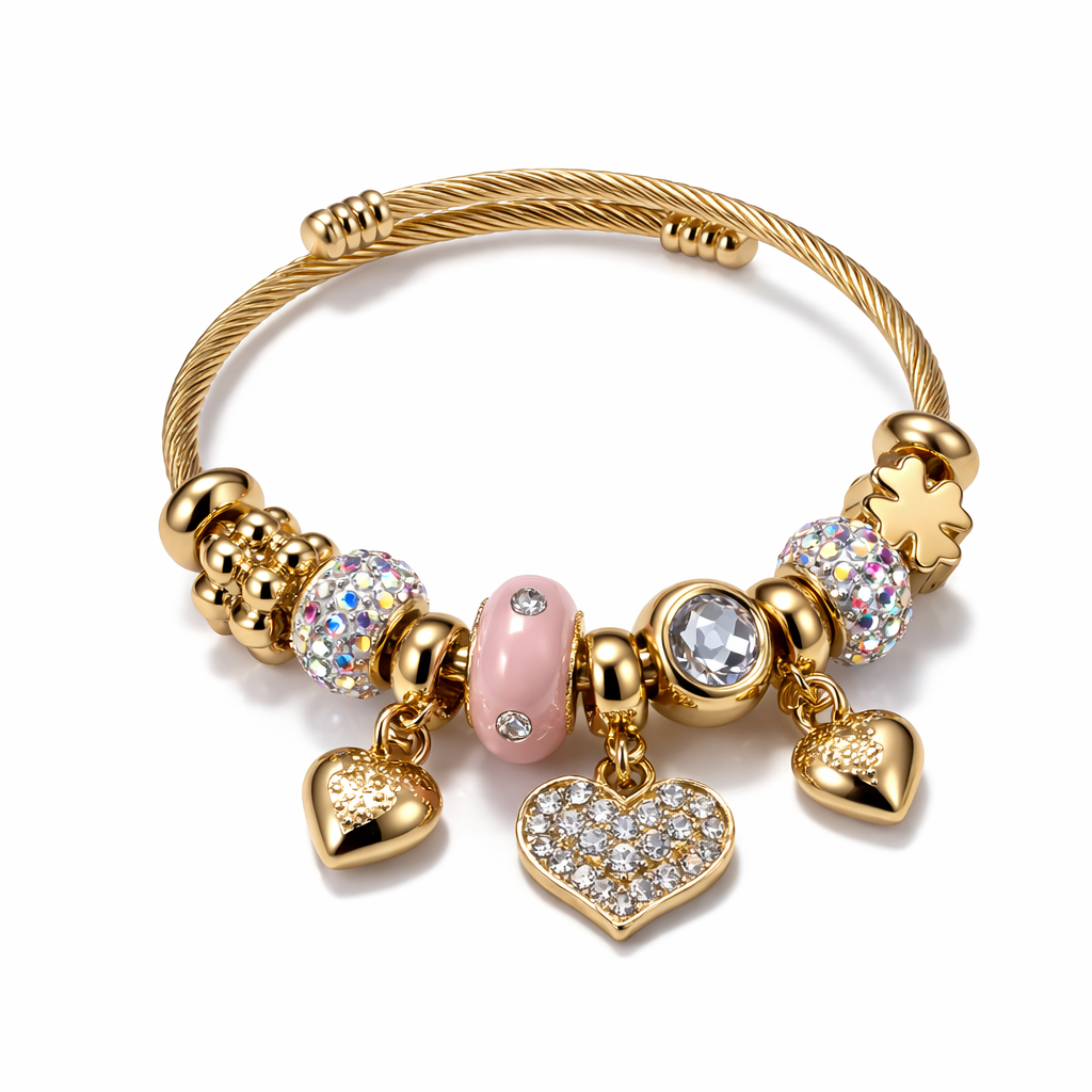 Golden Heart Charm Bracelet