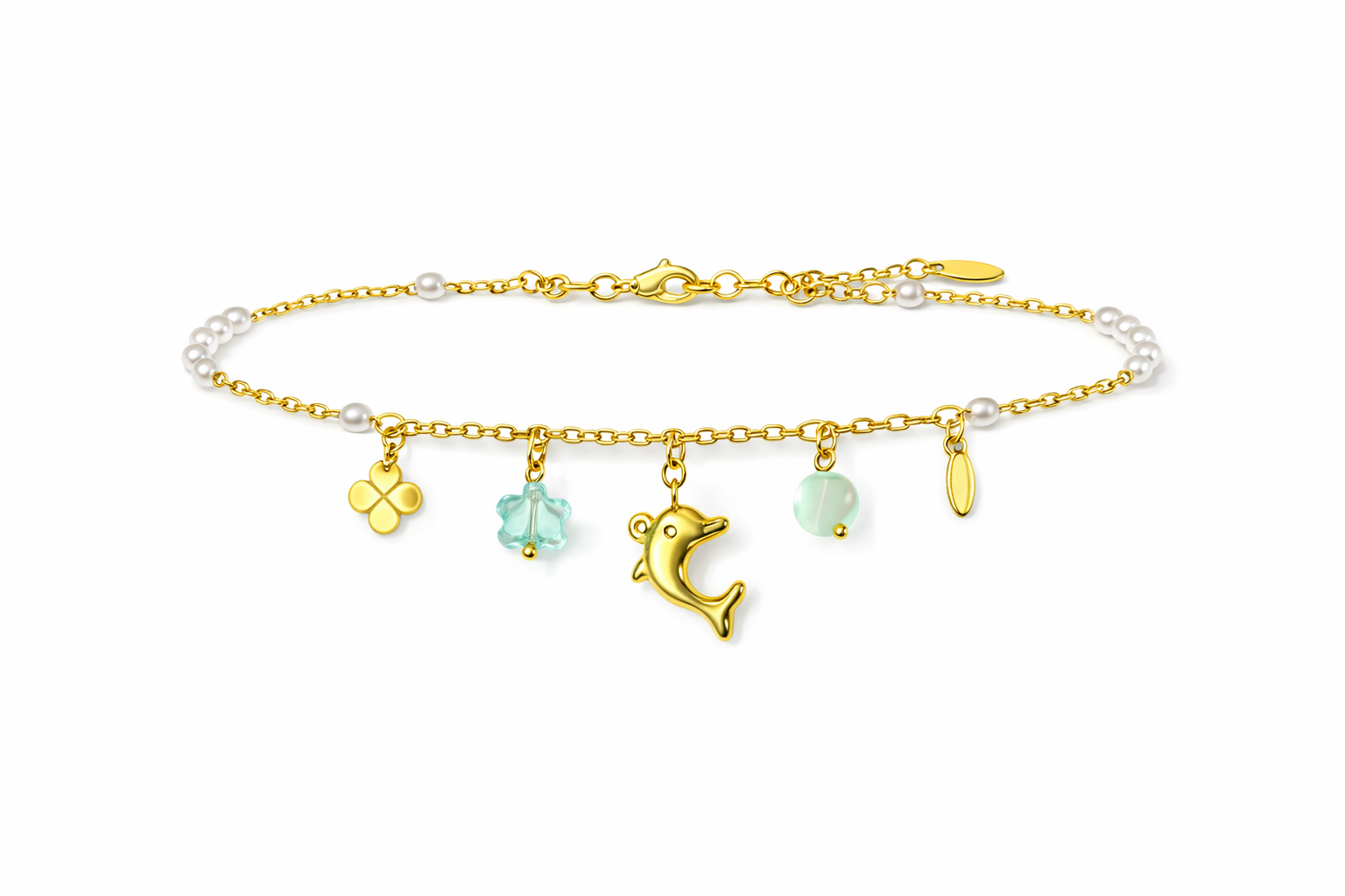 Dolphin Charm Anklet – Gold Stainless Steel