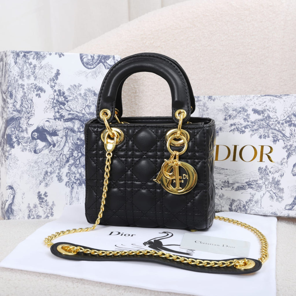 Christian Dior Lady Style Quilted Mini Handbag – Black
