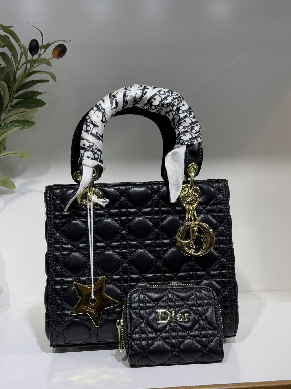 Christian Dior Lady Style Quilted Mini Handbag – Black